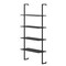 4-Tier Ladder Shelf, Wall-Mounted Bookcase with Wooden Boards & Metal Frame